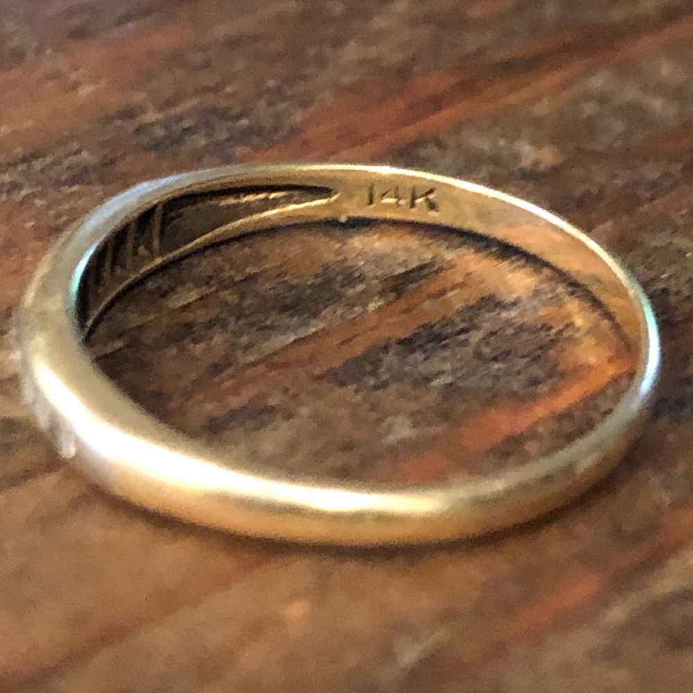 Thin 14k Solid Gold Ring. Tiny,Inset Real Diamonds - image 7